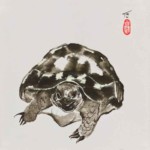 Die Schildkröte Mona Lisa Schildkröte Tuschmalerei