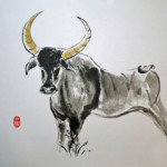 Büffel chinesisches Horoskop sumi-e