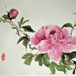 Pfingstrose Tuschmalerei