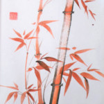 Bambus rote und schwarze Tusche Roter Bambus sumi-e