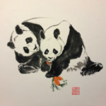 Berliner Pandabären Pandas getuscht