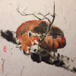 Rotpanda Rotpanda Tuschmalerei